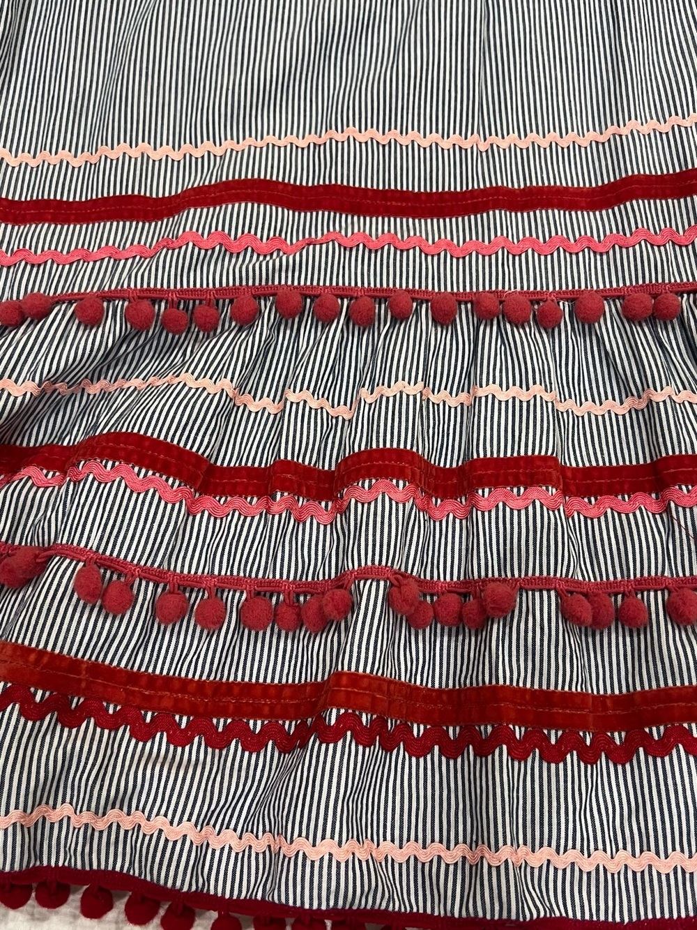 Midi Striped Dress with Red Trim and Tassels Womens Small - Picture 8 of 11
